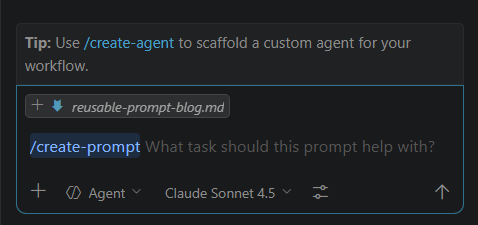 Create prompt command in Copilot chat